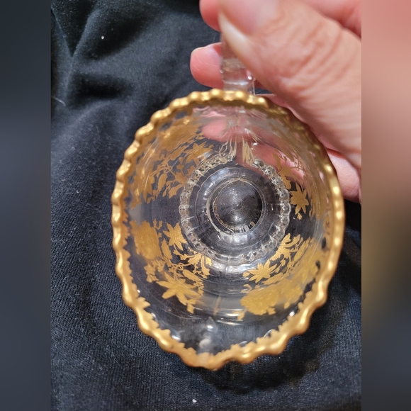 Vintage Cambridge Rose Point Gold Encrusted Individual Size Sugar & Creamer Set - Picture 3 of 7